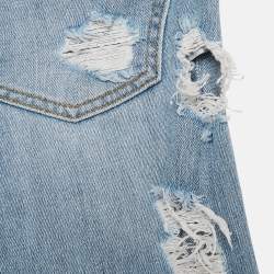 Pre Owned Elisabetta Franchi Light Blue Distressed Denim Skinny Jeans M Waist 28"