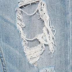 Pre Owned Elisabetta Franchi Light Blue Distressed Denim Skinny Jeans M Waist 28"
