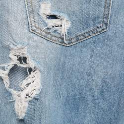 Pre Owned Elisabetta Franchi Light Blue Distressed Denim Skinny Jeans M Waist 28"