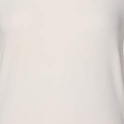 Pre Owned Elisabetta Franchi Cream Knit Fabric Long Sleeve Blouse XL