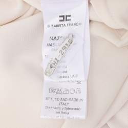 Pre Owned Elisabetta Franchi Cream Knit Fabric Long Sleeve Blouse XL