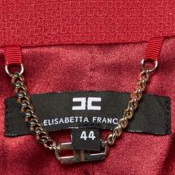 Elisabetta Franchi Rouge Pink Crepe Chain Detail Zip Up jacket L