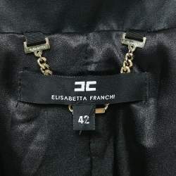 Pre Owned Elisabetta Franchi Black Lace Chain Detail Jacket M