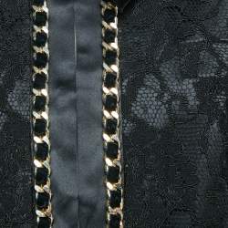 Pre Owned Elisabetta Franchi Black Lace Chain Detail Jacket M