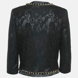 Pre Owned Elisabetta Franchi Black Lace Chain Detail Jacket M