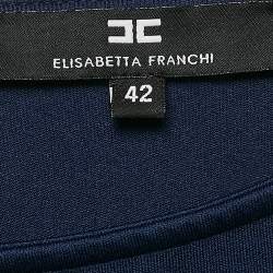 Elisabetta Franchi Navy Blue Jersey Zip Detail Mini Dress M