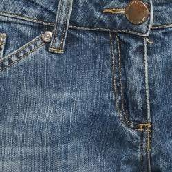 Pre Owned  Elisabetta Franchi Blue Washed Denim Button Detail Jeans M Waist 29"
