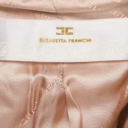 Pre Owned Elisabetta Franchi Gold Pink Chain Embellished Leather Jacket L