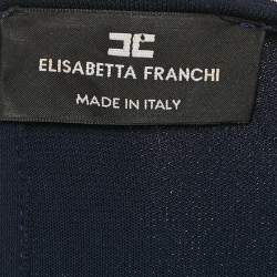 Pre Owned Elisabetta Franchi Navy Blue Sequin Embellishment Jersey Fringed Mini Dress M