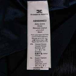 Pre Owned Elisabetta Franchi Navy Blue Sequin Embellishment Jersey Fringed Mini Dress M