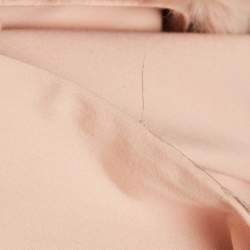 Pre Owned Elisabetta Franchi Light Orange Detachable Fur Double Breasted Long Coat S