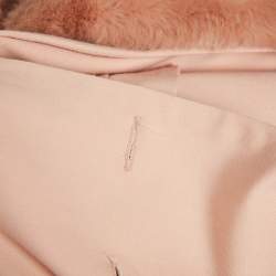 Pre Owned Elisabetta Franchi Light Orange Detachable Fur Double Breasted Long Coat S