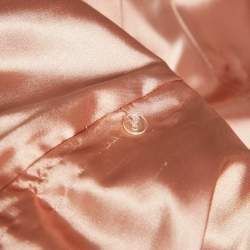 Pre Owned Elisabetta Franchi Light Orange Detachable Fur Double Breasted Long Coat S