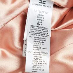 Pre Owned Elisabetta Franchi Light Orange Detachable Fur Double Breasted Long Coat S