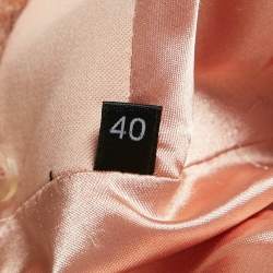 Pre Owned Elisabetta Franchi Light Orange Detachable Fur Double Breasted Long Coat S