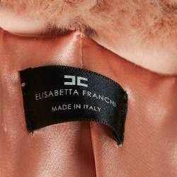 Pre Owned Elisabetta Franchi Light Orange Detachable Fur Double Breasted Long Coat S
