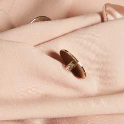 Pre Owned Elisabetta Franchi Light Orange Detachable Fur Double Breasted Long Coat S