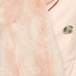 Pre Owned Elisabetta Franchi Light Orange Detachable Fur Double Breasted Long Coat S