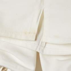 Elisabetta Franchi White Cotton Gabardine Rope Detail Trousers M