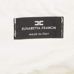 Elisabetta Franchi White Cotton Gabardine Rope Detail Trousers M