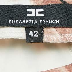 Pre Owned Elisabetta Franchi Brown Abstract Print Pleated Mini Dress M