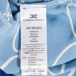 Pre Owned Elisabetta Franchi Blue Chain Print Crepe Blouse M