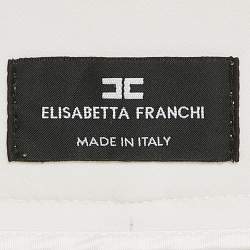Pre Owned Elisabetta Franchi White Jersey Wide Leg Trousers M