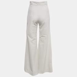 Pre Owned Elisabetta Franchi White Jersey Wide Leg Trousers M