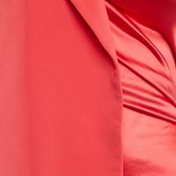 Elisabetta Franchi Red Crepe and Satin Asymmetric Mini Dress S