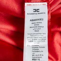 Elisabetta Franchi Red Crepe and Satin Asymmetric Mini Dress S