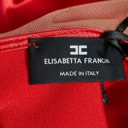 Elisabetta Franchi Red Crepe and Satin Asymmetric Mini Dress S