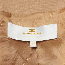 Elisabetta Franchi Gold Beige Cady Chain Trim Jacket L