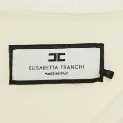 Pre Owned Elisabetta Franchi Cream Jersey Cut-Out Long Dress S