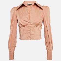 Elisabetta Franchi Light Orange Pleat Detail Corset Blazer S
