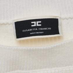 Elisabetta Franchi Cream Rib Knit Tricot Top M