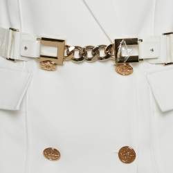Elisabetta Franchi White Crepe Double Breasted Blazer M