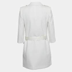 Elisabetta Franchi White Crepe Double Breasted Blazer M