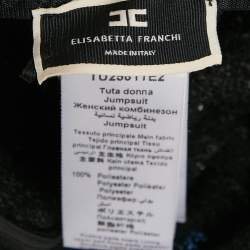 Pre Owned Elisabetta Franchi Black Sequin V-Neck Jumpsuit S