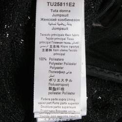 Pre Owned Elisabetta Franchi Black Sequin V-Neck Jumpsuit S