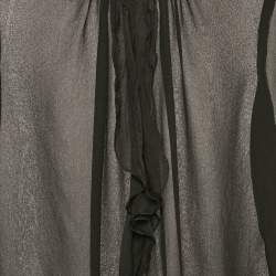 Elisabetta Franchi Black Crepe Ruffled Full Sleeve Top M