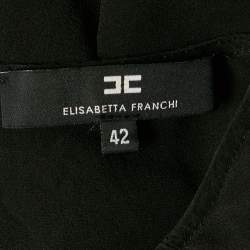 Elisabetta Franchi Black Crepe Ruffled Full Sleeve Top M