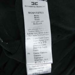 Pre Owned Elisabetta Franchi Black Faded Jersey Plunging Neck Bodysuit S