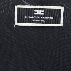 Pre Owned Elisabetta Franchi Black Faded Jersey Plunging Neck Bodysuit S