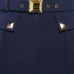 Pre Owned Elisabetta Franchi Blue Jersey Studded Pencil Skirt S