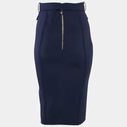 Pre Owned Elisabetta Franchi Blue Jersey Studded Pencil Skirt S