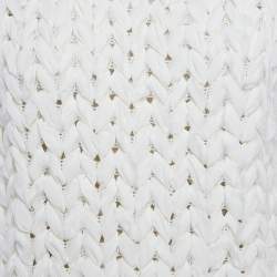 Elisabetta Franchi Off White Braid Detail Wool Blend Sweater S