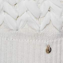 Elisabetta Franchi Off White Braid Detail Wool Blend Sweater S