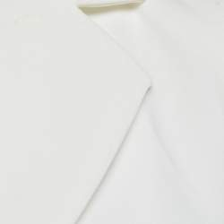 Pre Owned Elisabetta Franchi White Crepe Double Breasted Belt Detail Blazer S