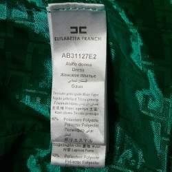 Pre Owned Elisabetta Franchi Green Crepe Fringed Mini Dress S