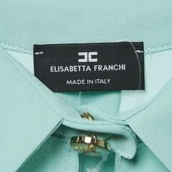 Pre Owned Elisabetta Franchi Green Crepe Bodysuit Top M